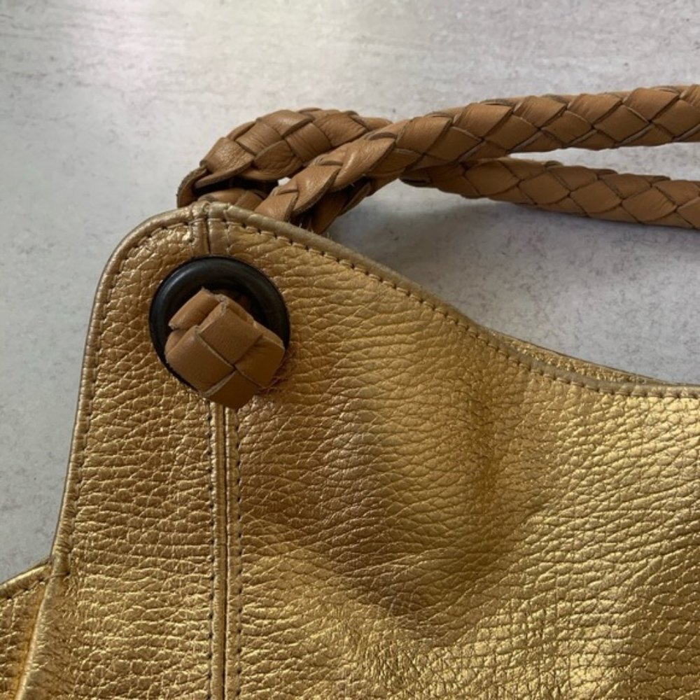 Falor Italia le Borse Gold Leather Shoulder Bag - Picture 3 of 7
